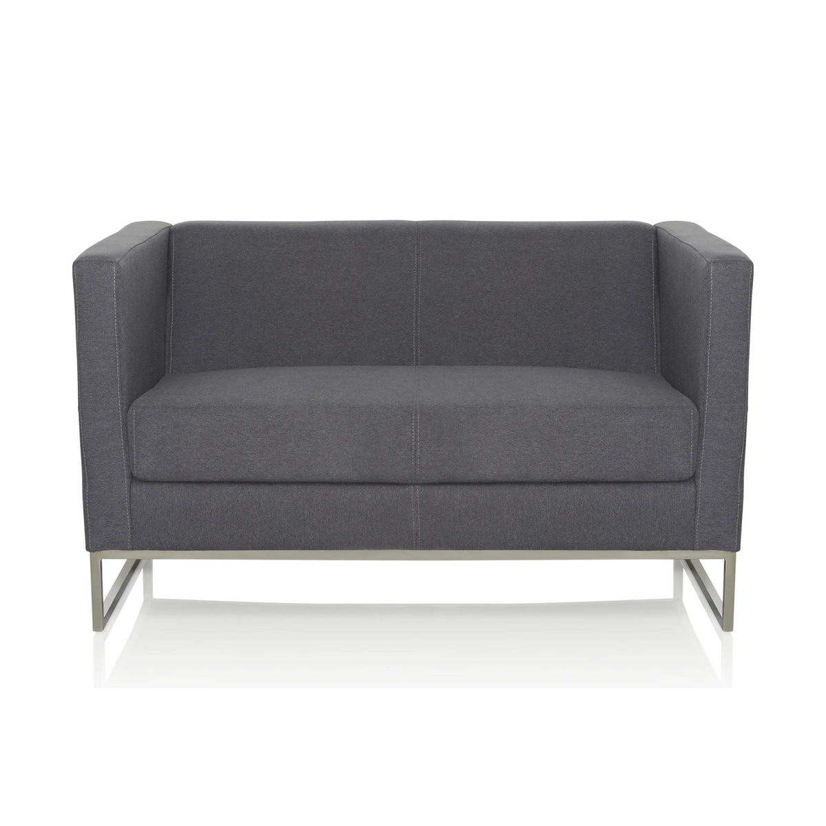 Mørkegrå Loungesofa BARBADOS som to-personers sofa med metalstel fra hjh OFFICE – 360-graders visning (forfra 0°)