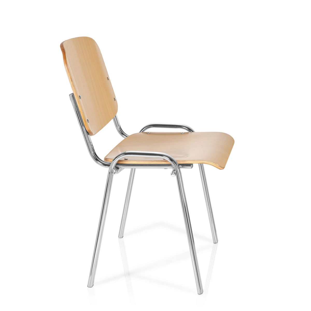 Stol med fire ben XT 600 C H i bøg med stel i krom fra hjh OFFICE – 360-graders visning (sideprofil 80°)