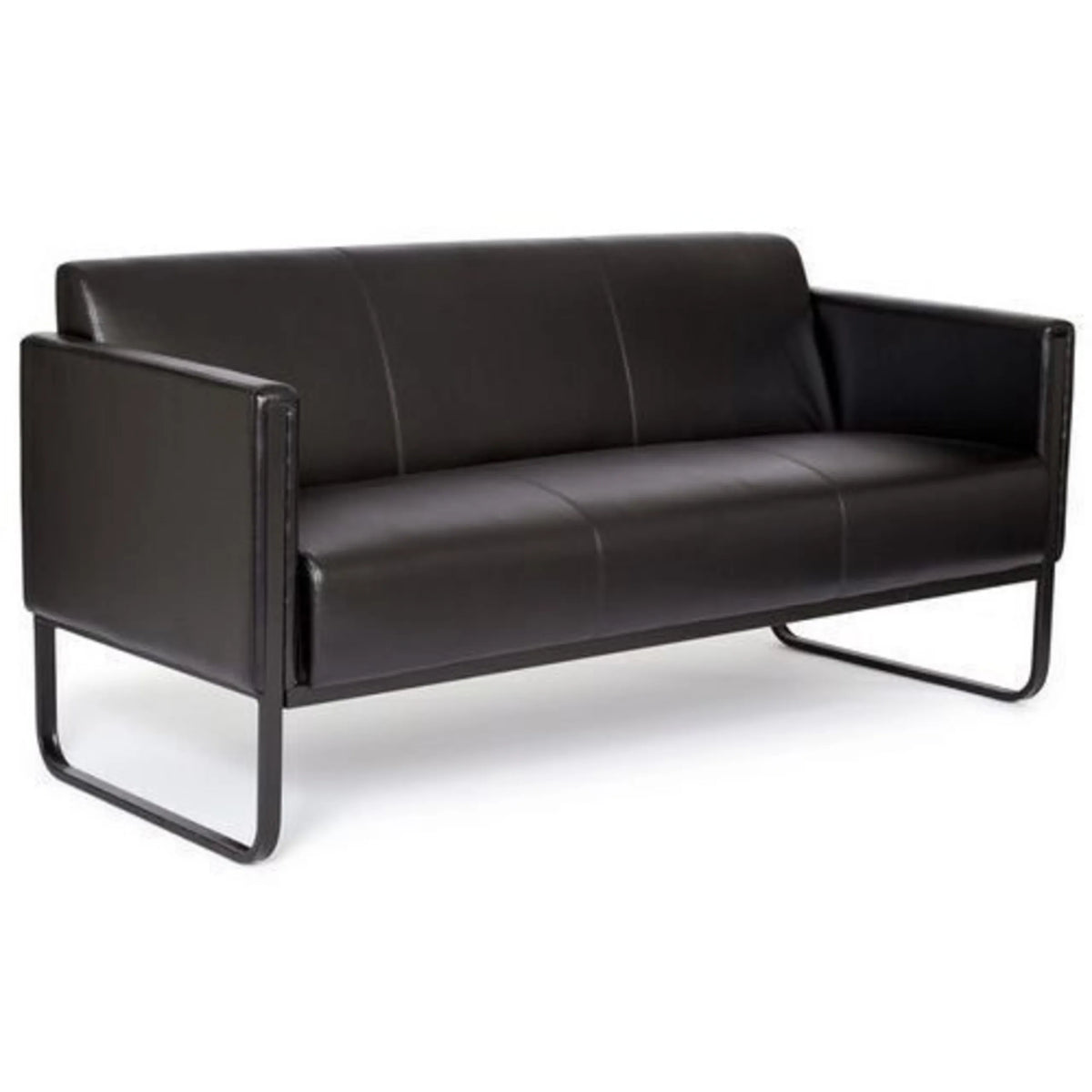 Schwarzes Loungesofa BALI BLACK als Drei-Sitzer mit minimalistischem Metallgestell von hjh OFFICE