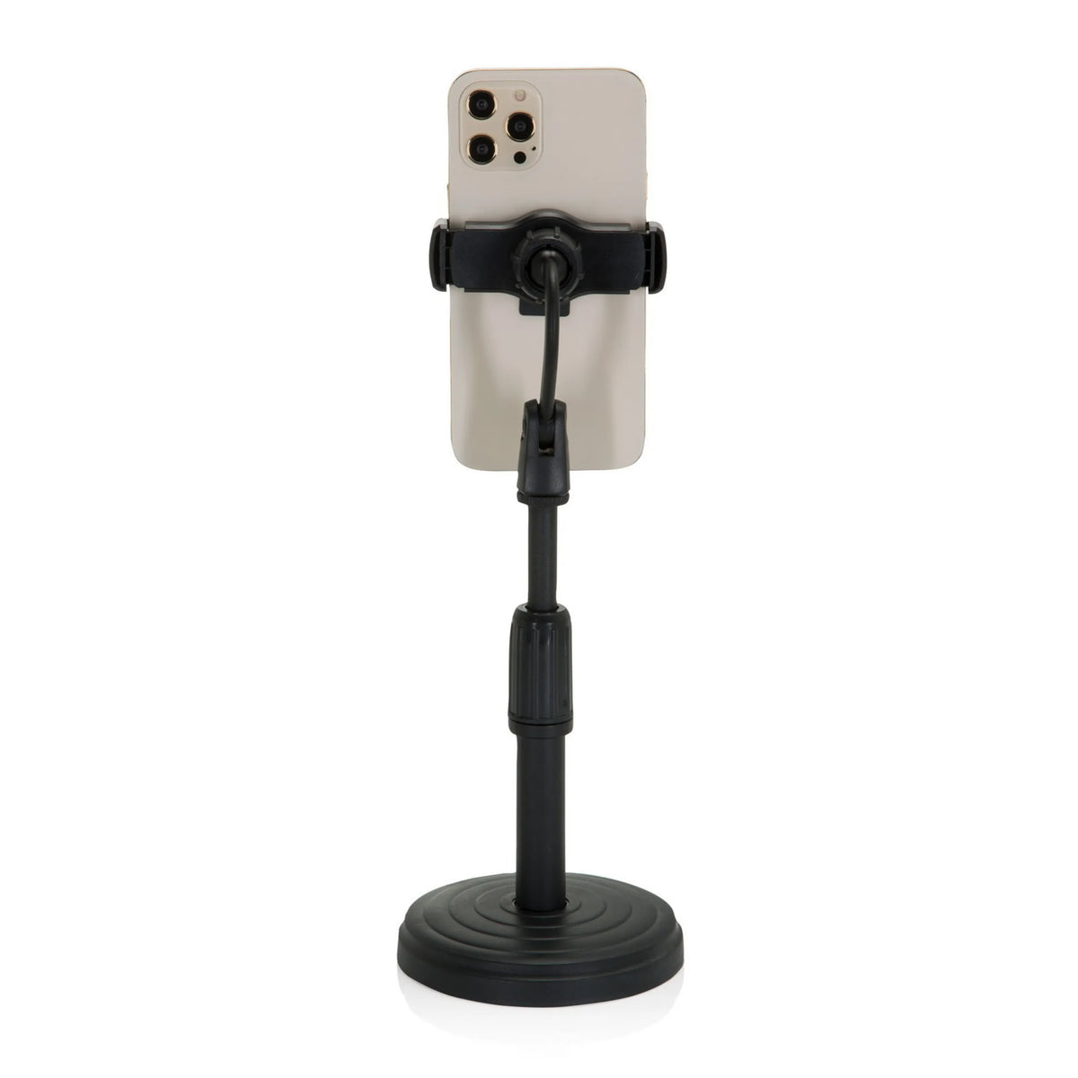 Sort Holder til mobiltelefon & tablet FLEXMOBI II med justerbar arm og rund fod fra hjh OFFICE
