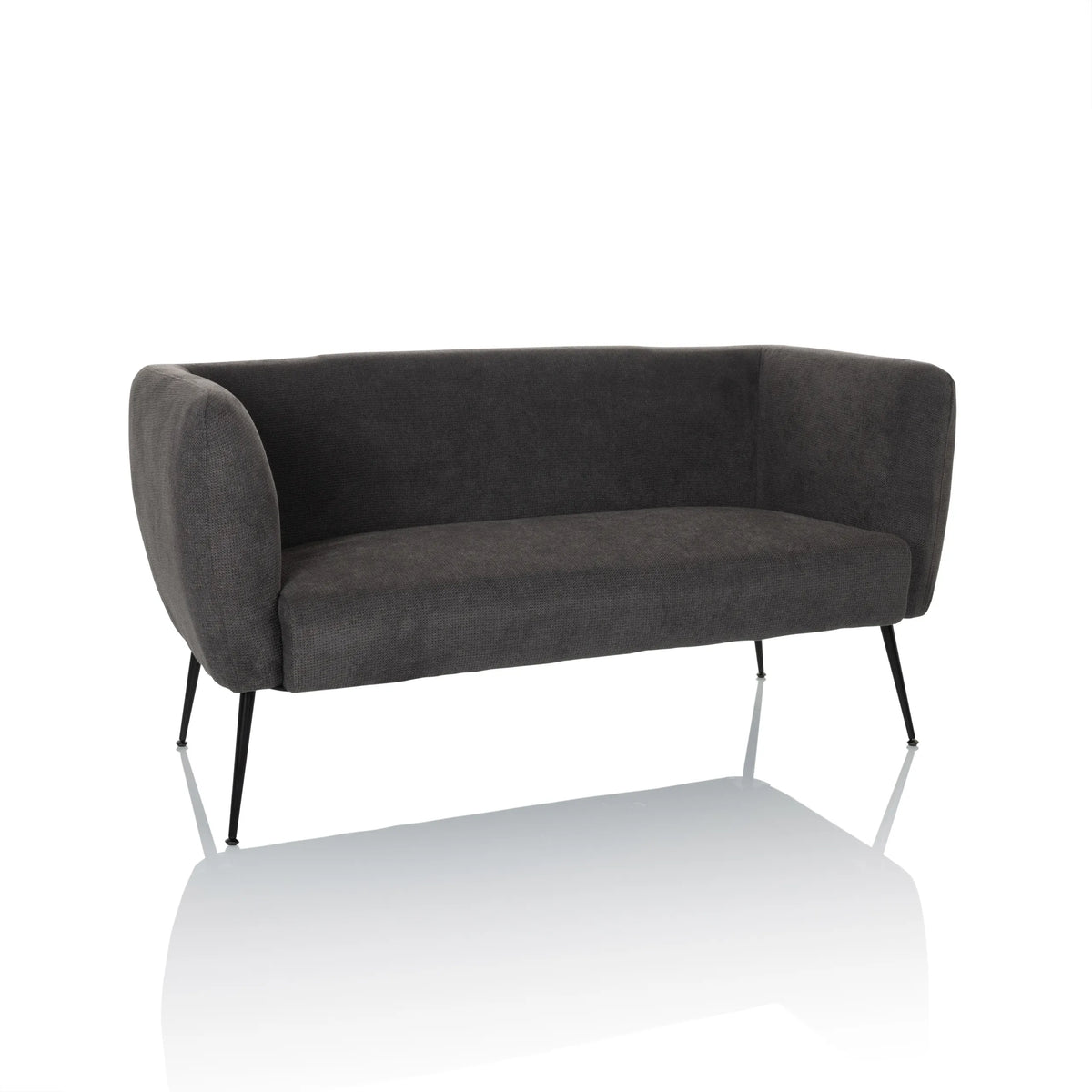 Grå loungesofa HAYRIVER med slanke sorte ben fra hjh LIVING – 360-graders visning (forfra 15°)
