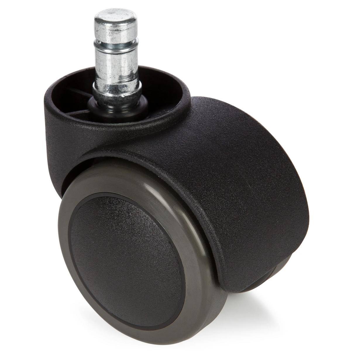 Sorte Stolehjul 5x ROLO 11mm/50mm til hårde gulve med sølvfarvet metalstift fra hjh OFFICE – 360-graders visning (forfra 0°)