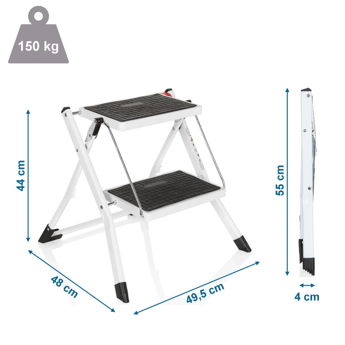 Måltegning af Foldestige SOLID W1 med en højde på 44 cm og en belastningsevne på 150 kg fra hjh OFFICE