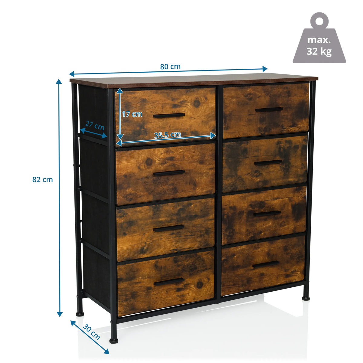 Måltegning af Kommode RAGALA LIGHT med 80 × 82 cm fra hjh LIVING