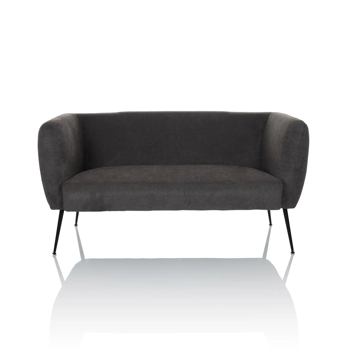 Grå loungesofa HAYRIVER med slanke sorte ben fra hjh LIVING – 360-graders visning (forfra 0°)