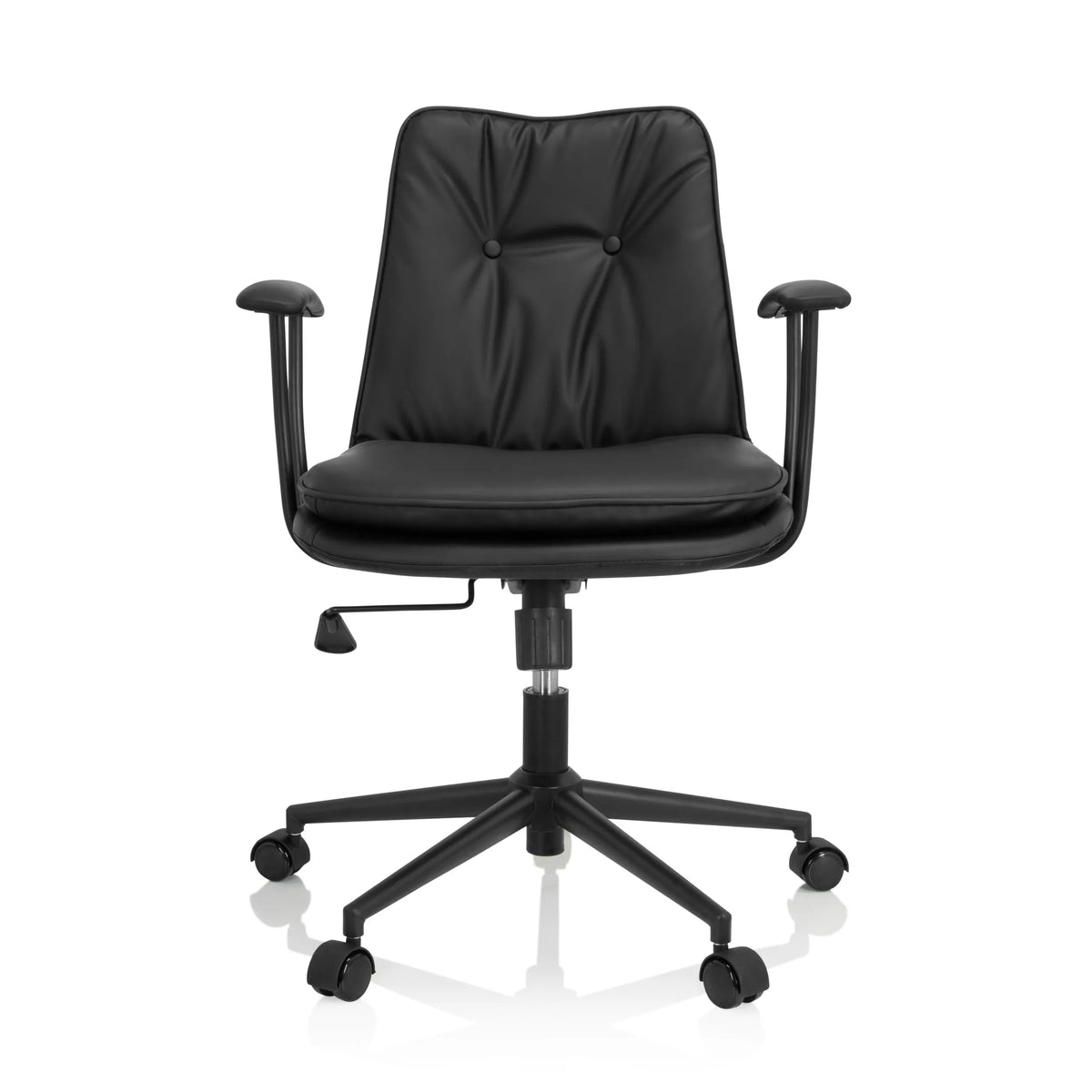 Sort Home Office kontorstol SMALLO med polstring og femhjulet fodkryds fra hjh OFFICE – 360-graders visning (forfra 0°)