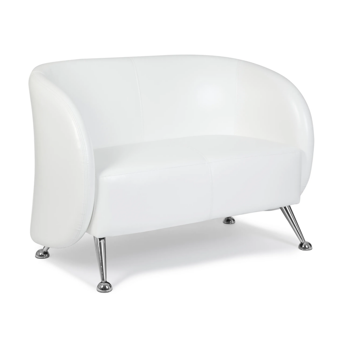 Hvid loungesofa ST. LUCIA som topersoners sofa med blanke metalfødder fra hjh OFFICE – 360-graders visning (bagfra 180°)