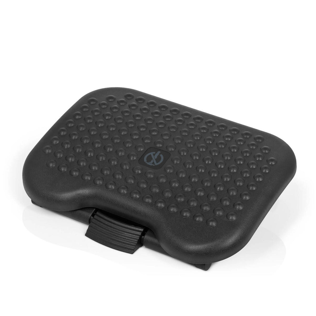 Anthrazitfarbene Fußablage PIEDINO DOT mit Noppenstruktur und verstellbarer Neigung von hjh OFFICE – 360-Grad-Ansicht (Frontansicht 0°)