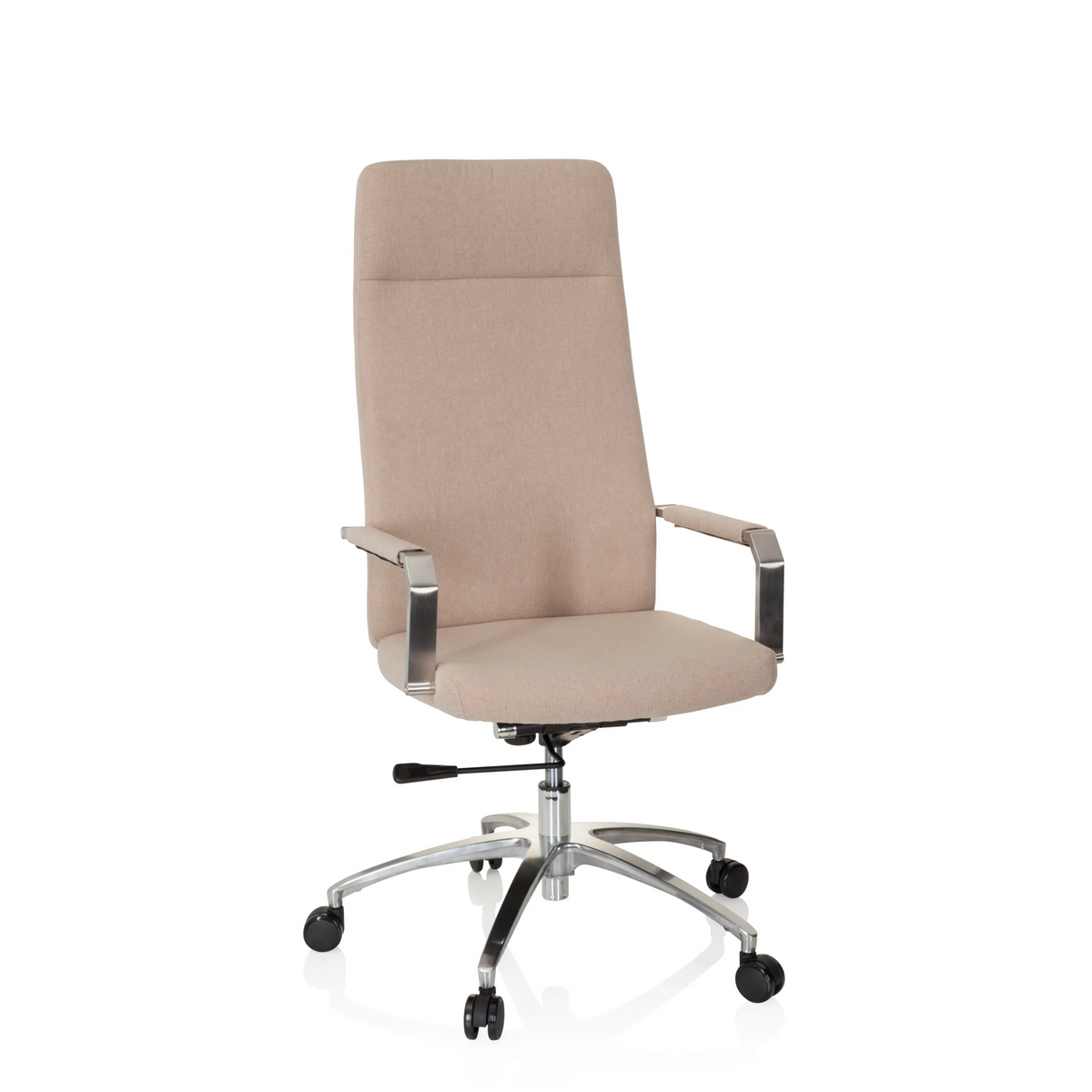 Beige Home Office kontorstol SARANTO PLUS I med armlæn og femhjulet fodkryds fra hjh OFFICE – 360-graders visning (forfra 20°)