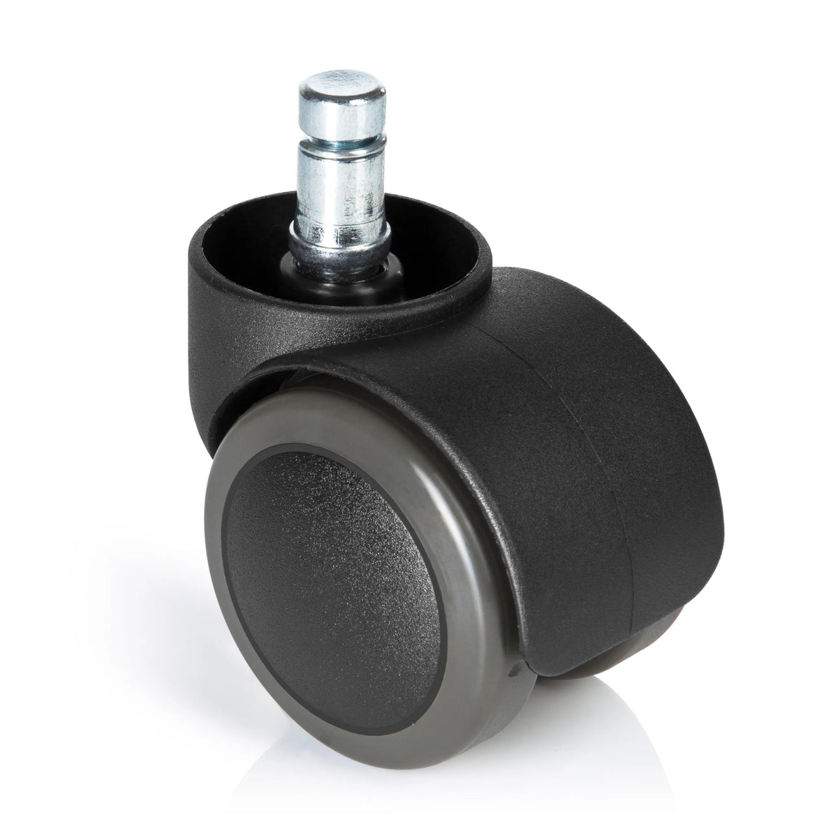 Sorte Stolehjul 5x ROLO FREE 11mm/50mm til hårde gulve med metalstift fra hjh OFFICE – 360-graders visning (forfra 0°)