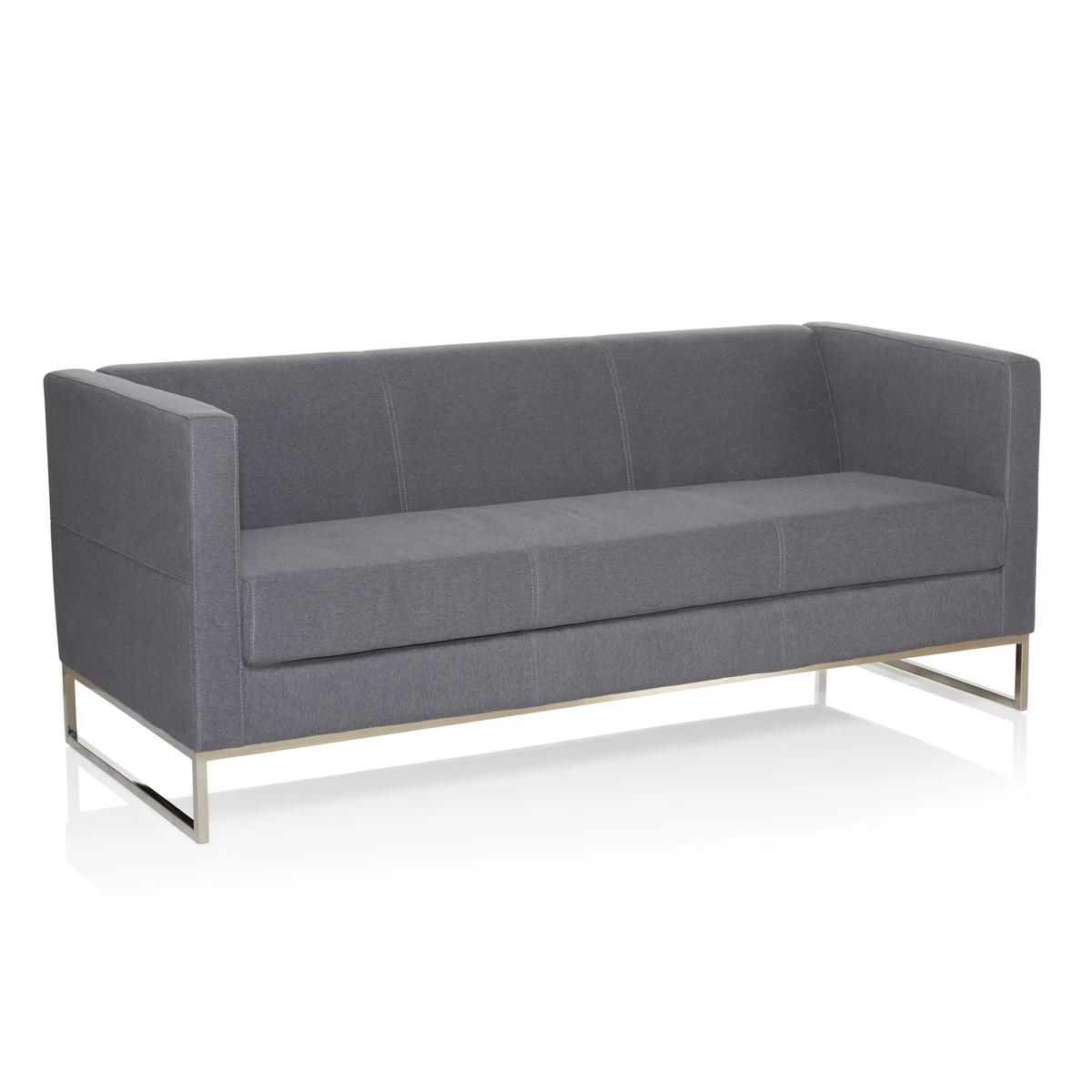 Mørkegrå loungesofa BARBADOS som 3-personers sofa med metalstel fra hjh OFFICE – 360-graders visning (skråt bagfra 120°)