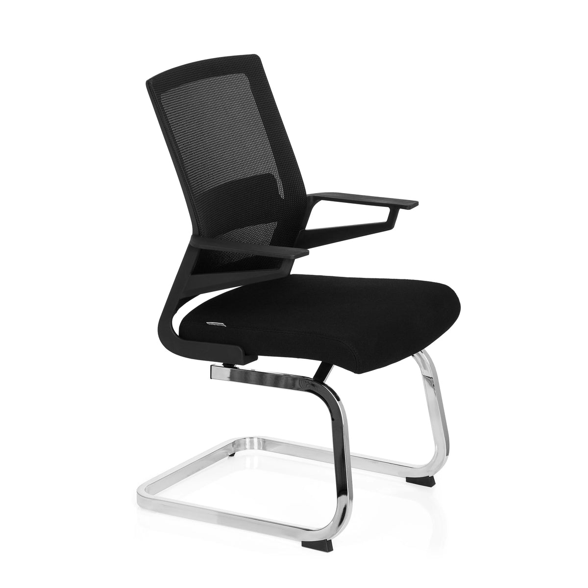 Sort Frisvinger INVENTOR V med netryg, armlæn og medestel fra hjh OFFICE – 360-graders visning (skråt forfra 60°)