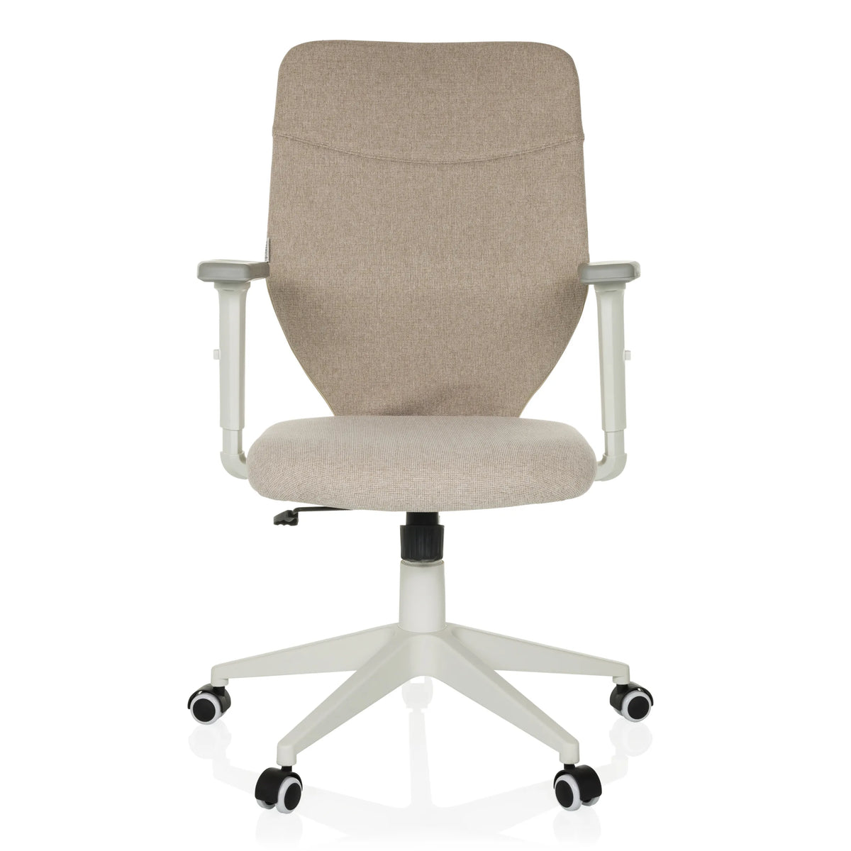 Beige Home Office kontorstol COSIO II med armlæn og femhjulet fodkryds fra hjh OFFICE – 360-graders visning (forfra 0°)