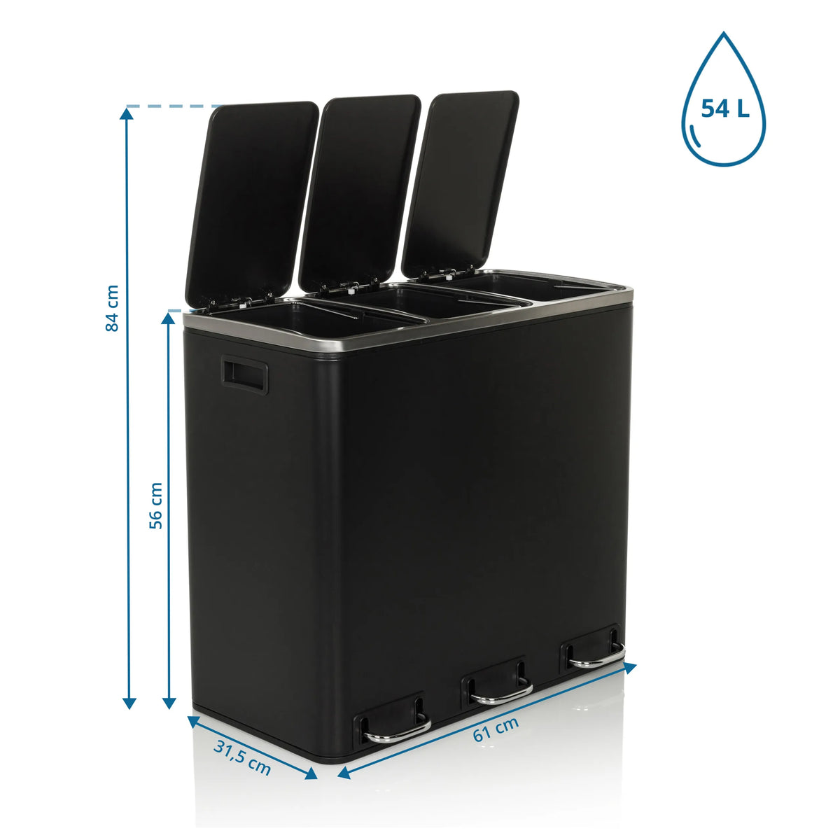 Måltegning af Papirkurv Clean 9 med 61 × 31,5 cm og 54 L kapacitet fra hjh OFFICE