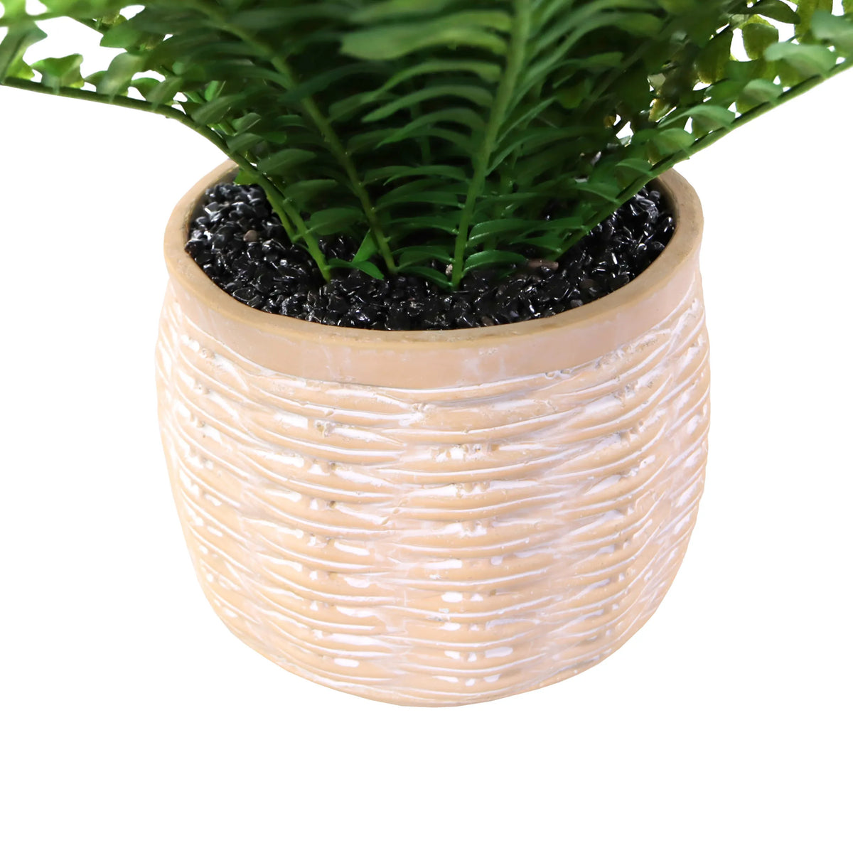 Beige overpotte med kurveudseende til den Kunstige plante Proliferum fra hjh OFFICE