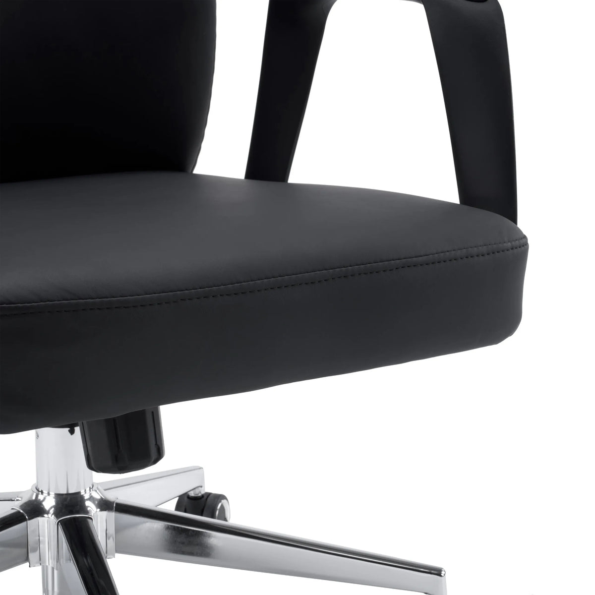 Sæde og armlæn på Professionel chefstol VELVET ECO i sort med kromstel fra hjh OFFICE