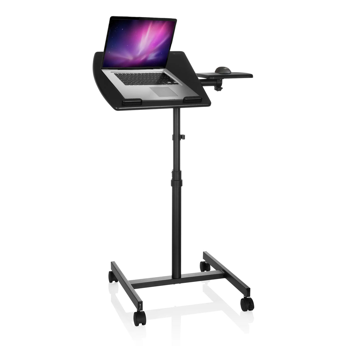 Sort Ståskrivebord VM-SL med bærbar computerholder, musemåtte og hjul fra hjh OFFICE