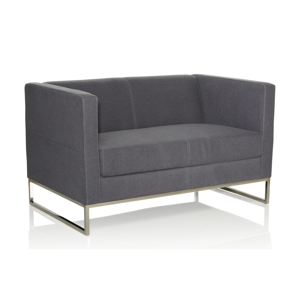 Mørkegrå Loungesofa BARBADOS som to-personers sofa med metalstel fra hjh OFFICE – 360-graders visning (skråt bagfra 120°)