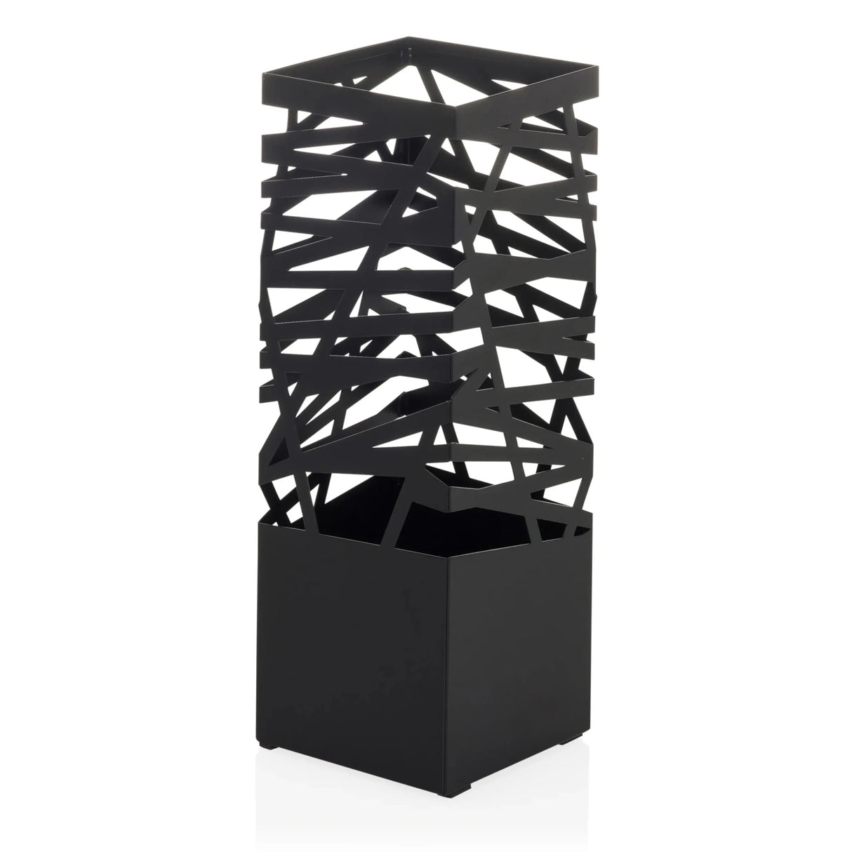 Sort paraplyholder PLUVARIS med geometrisk gittermønster i den øverste del fra hjh LIVING