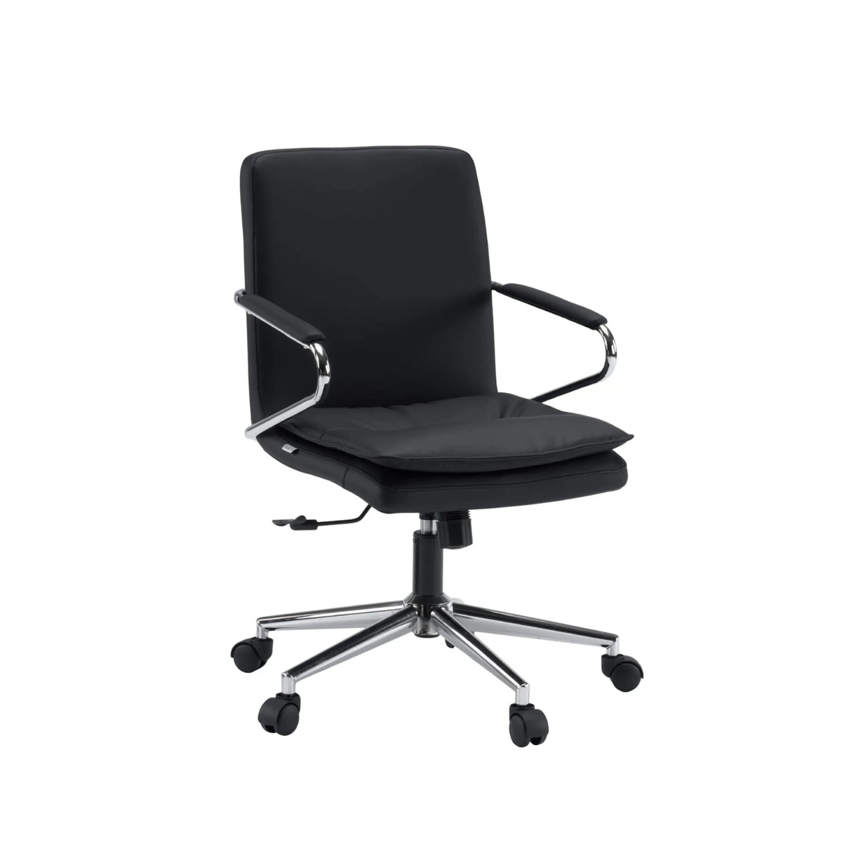 Sort Home Office kontorstol Rovento med armlæn i krom og fem hjul fra hjh OFFICE