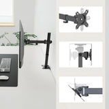 Skærmholder Ergomount M1 i sort med VESA-adapterplade og ledforbindelser fra hjh OFFICE