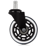 Sort-gennemsigtige stolehjul 5x ROLO SKATE ST 11mm/75mm til hårde gulve med metalstift fra hjh OFFICE