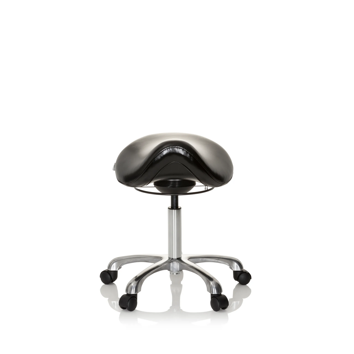 Sort Sadelskammel ORTHO SIT med fodkryds og fem hjul fra hjh OFFICE – 360-graders visning (forfra 0°)