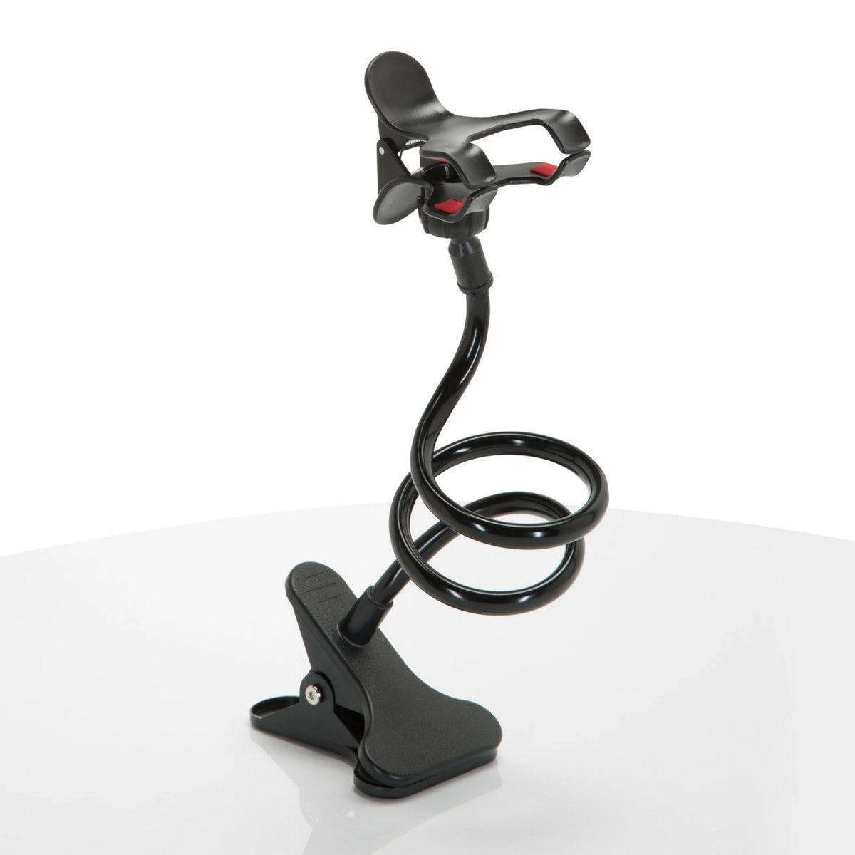 Sort Holder til mobiltelefon & tablet FLEXMOBI med fleksibel svanehals og bordklemme fra hjh OFFICE
