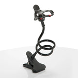 Sort Holder til mobiltelefon & tablet FLEXMOBI med fleksibel svanehals og bordklemme fra hjh OFFICE