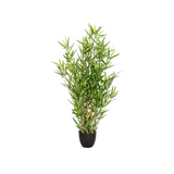 Grøn Kunstige plante MINI BAMBUS i en enkel sort potte fra hjh OFFICE – 360-graders visning (forfra 0°)