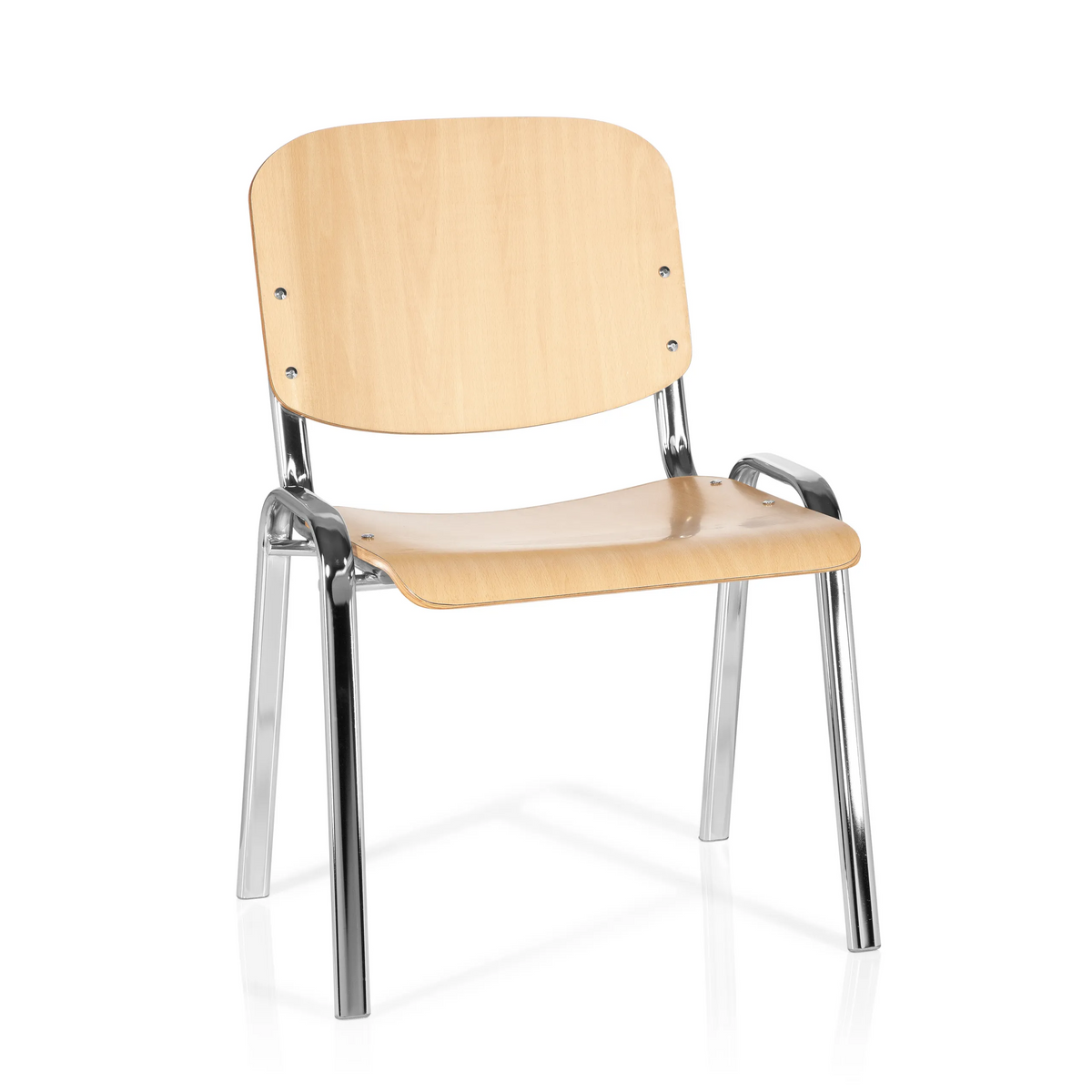 Stol med fire ben XT 600 C H i bøg med stel i krom fra hjh OFFICE – 360-graders visning (forfra 20°)