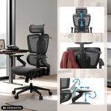 Justerbar nakkestøtte og armlæn på den professionelle kontorstol Ergo U2 Pro3 i sort fra hjh OFFICE (AI-genereret billede)