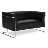 Schwarzes Loungesofa CURACAO als Zweisitzer mit verchromtem Gestell von hjh OFFICE – 360-Grad-Ansicht (Rückenansicht 180°)
