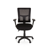 Sort Professionel chefstol IMPACT PRO med netryg og femstjernet fodkryds med hjul fra hjh OFFICE – 360-graders visning (forfra 0°)