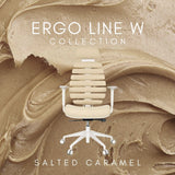 Professionel kontorstol ERGO LINE W i farven Salted Caramel med hvidt stel og hjul fra hjh OFFICE