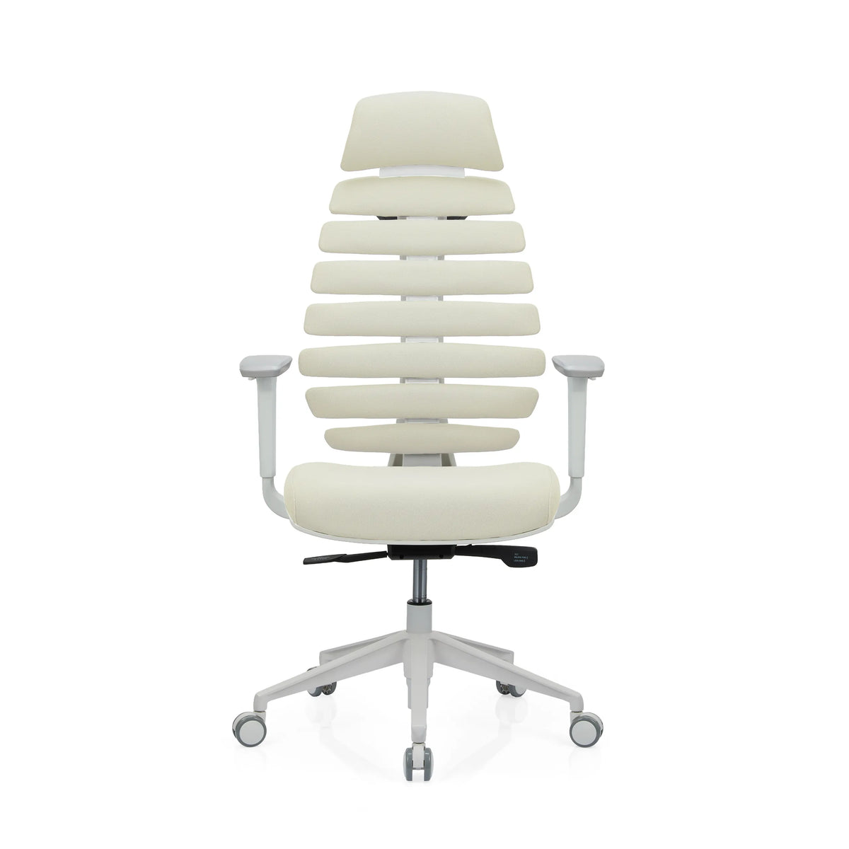 Beige Professionel kontorstol ERGO LINE W med segmenteret ryglæn og hvidt fodkryds fra hjh OFFICE – 360-graders visning (forfra 0°)