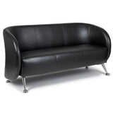 Sort loungesofa ST. LUCIA som tre-personers sofa med blanke metalfødder fra hjh OFFICE