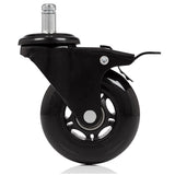 Sort 5x ROLO SKATE S 11mm/75mm stolehjul med parkeringsbremse til hårde gulve fra hjh OFFICE