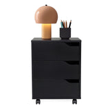 Sort rullecontainer ORGANISER I med tre skuffer og hjul fra hjh OFFICE