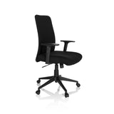 Sort Home Office kontorstol COSIO I med armlæn og femhjulet fodkryds fra hjh OFFICE – 360-graders visning (skråt forfra 60°)