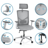 Grauer Profi-Bürostuhl BRETON PRO W mit verschiedenen Verstellmöglichkeiten von hjh OFFICE