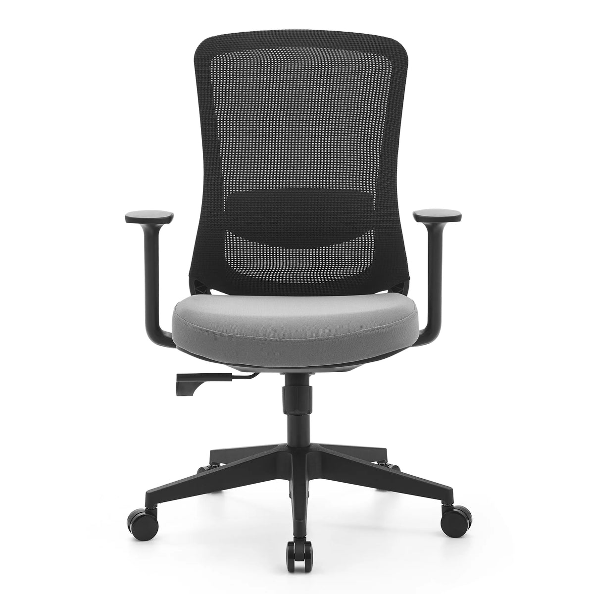 Sort-grå Home Office kontorstol Sedito med netryg og femhjulet fodkryds fra hjh OFFICE – 360-graders visning (forfra 0°)
