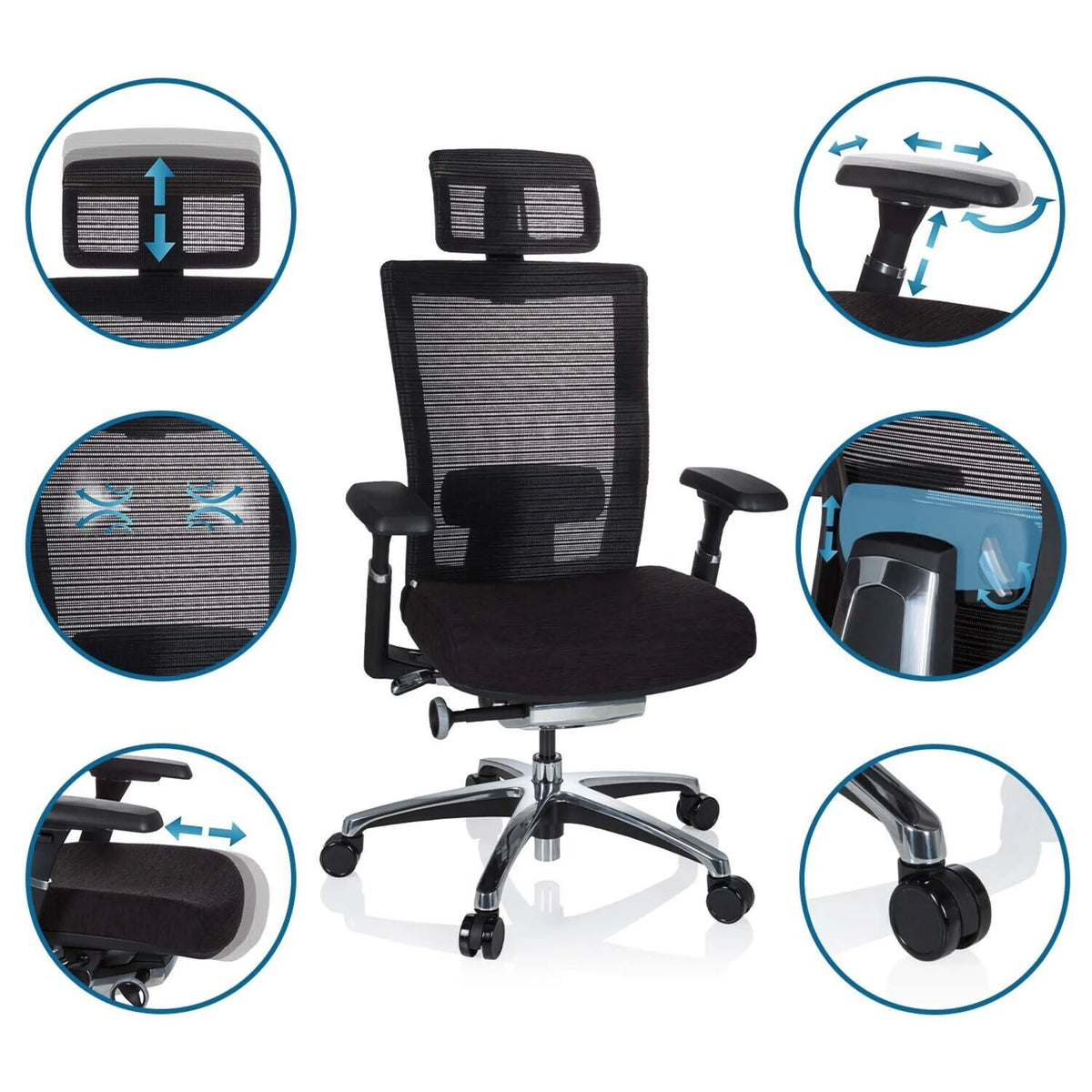 High End kontorstol NOVA PRO I i sort med forskellige indstillingsmuligheder fra hjh OFFICE