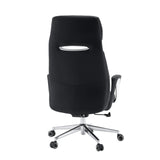 Bagside af den professionelle chefstol VELVET ECO i sort med kromstel og tæppehjul fra hjh OFFICE