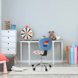Snurrestol for barn KID BUBBLE med farverigt motiv og blåt ryglæn fra hjh OFFICE