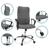 Grå Home Office kontorstol ARTON 40 med detaljevisninger af ryglæn, armlæn, gasfjeder og hjul fra hjh OFFICE