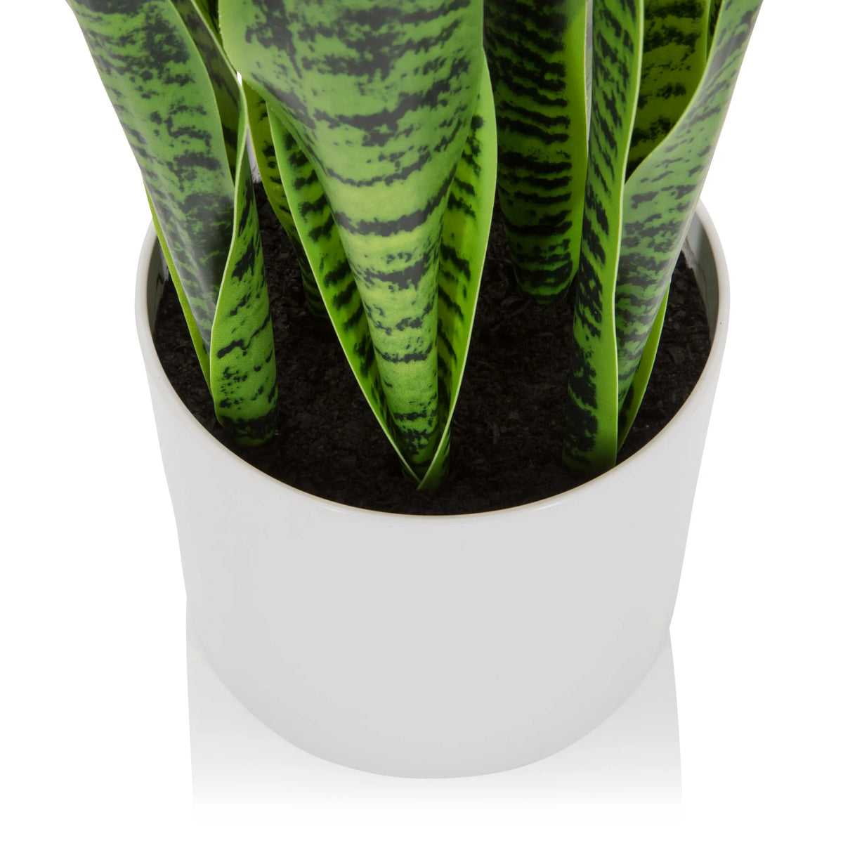 Hvid overpotte til den Kunstige plante SANSEVIERIA med grønne blade fra hjh OFFICE