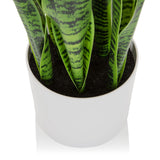 Hvid overpotte til den Kunstige plante SANSEVIERIA med grønne blade fra hjh OFFICE