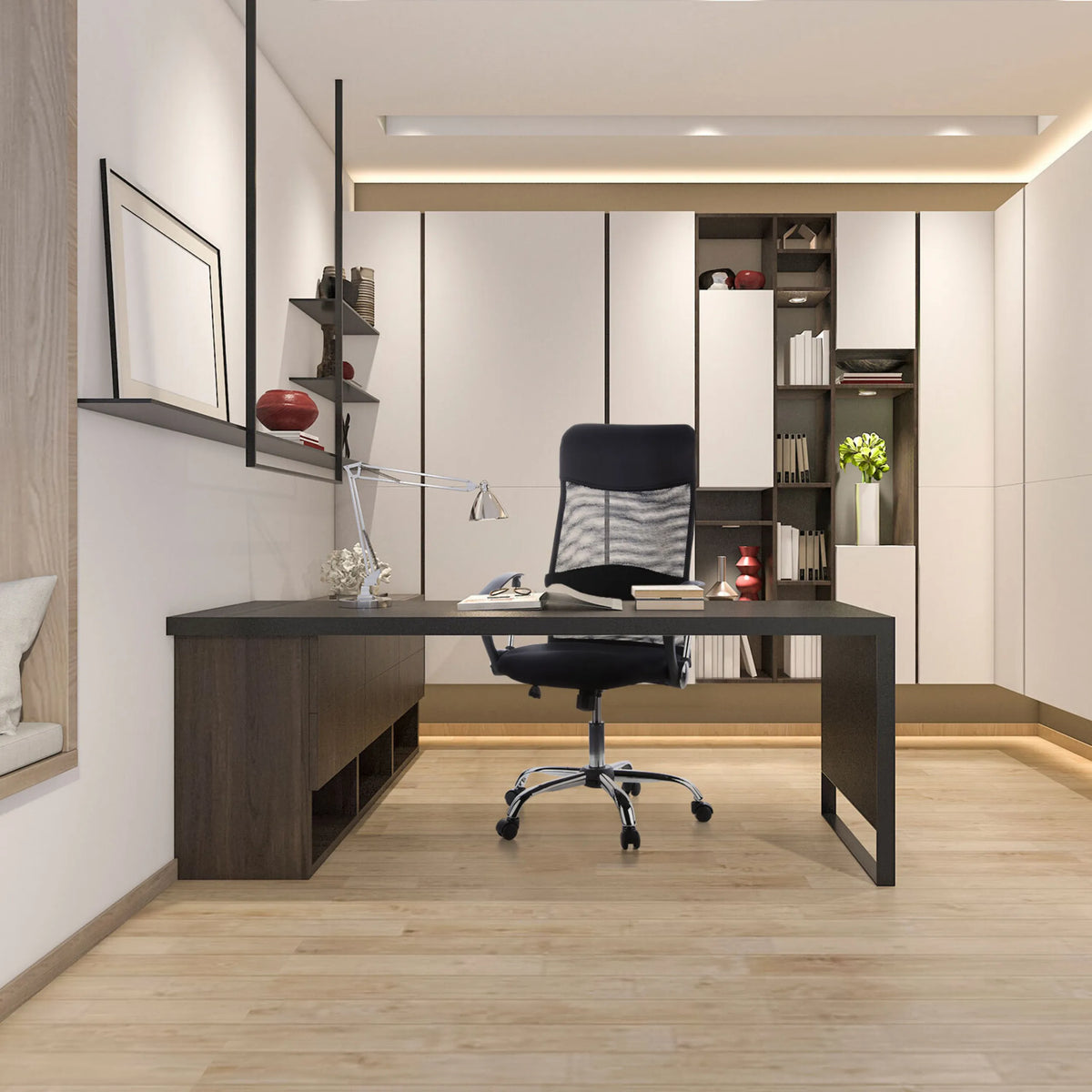 Homeoffice Chefsessel ARIA HIGH in Schwarz mit Netzrückenlehne und Rollen von hjh OFFICE