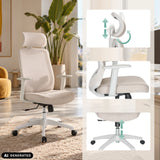 Home Office kontorstol MIKEO W i beige med justerbar nakkestøtte og armlæn fra hjh OFFICE